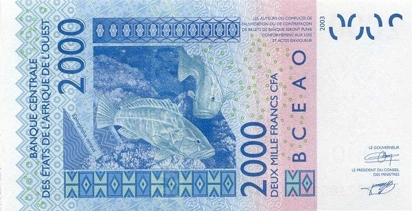 P716Kf Senegal W.A.S. K 2000 Francs Year 2008